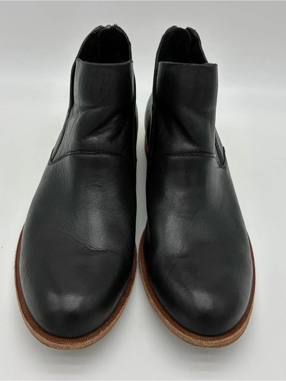 Kork-Ease Black Leather Back Zip Ankle Boots Size 7